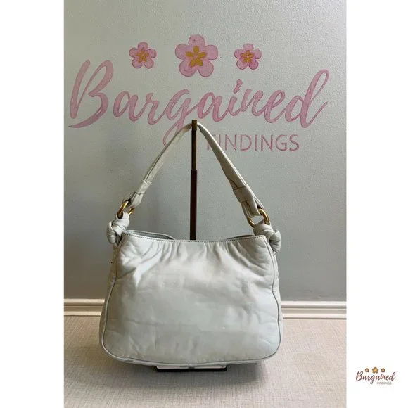 Authentic MARC JACOBS Off White Italian Calfskin Leather Mercer Sofia Hobo Bag